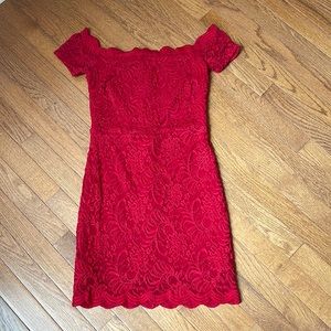 Bebe Red Lace Dress Size Small